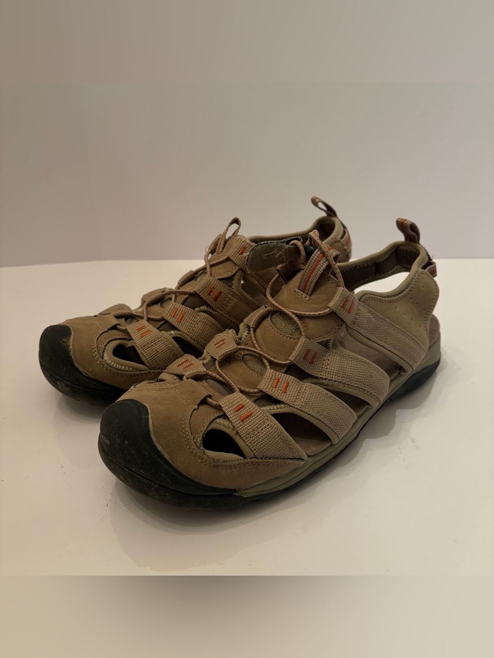 Croft & Barrow Legato Men's Ortholite Fisherman Sandals Tan Size 11 M.